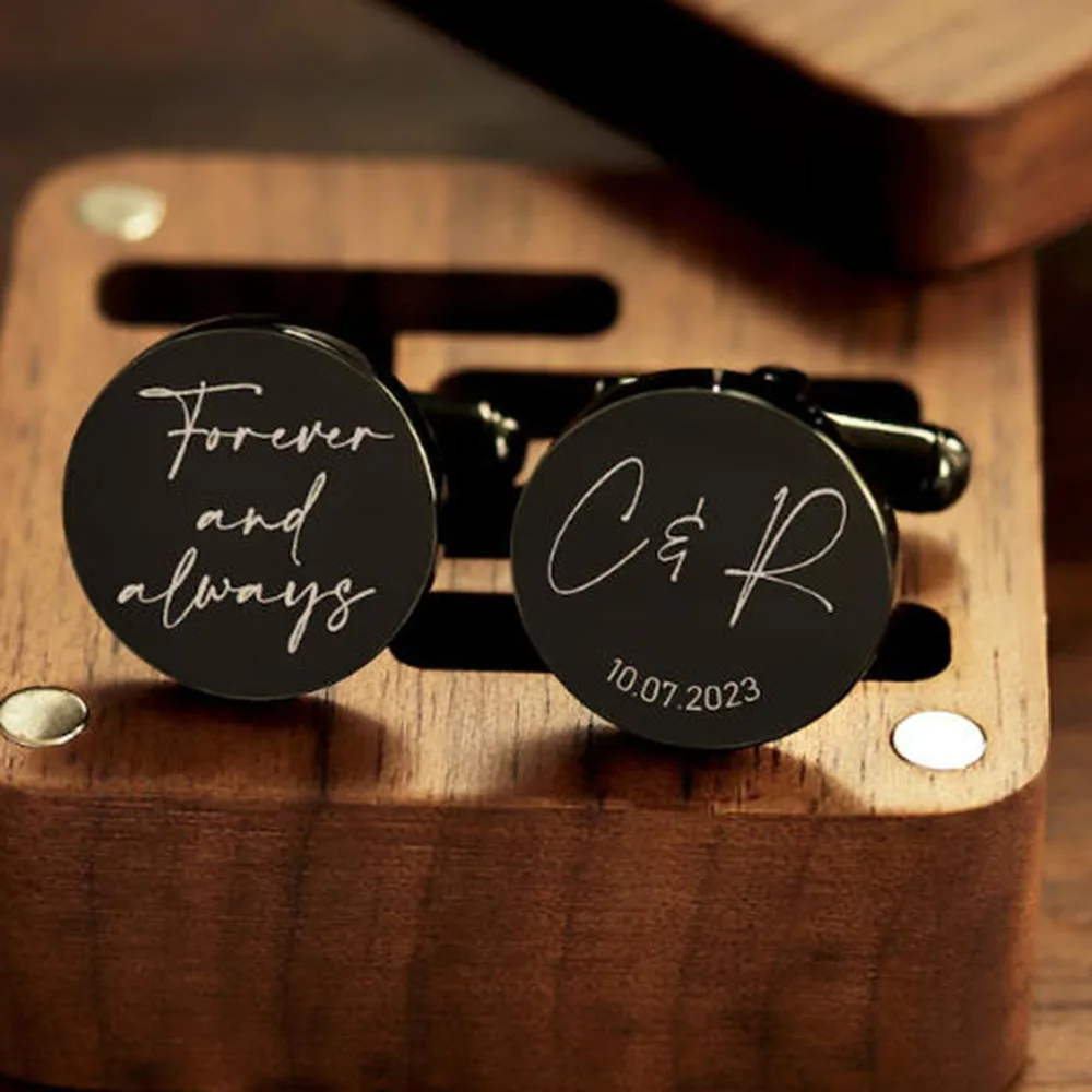 Customized metal cufflinks - Gift for groom's father/bride's father on wedding day, gift for husband on anniversary