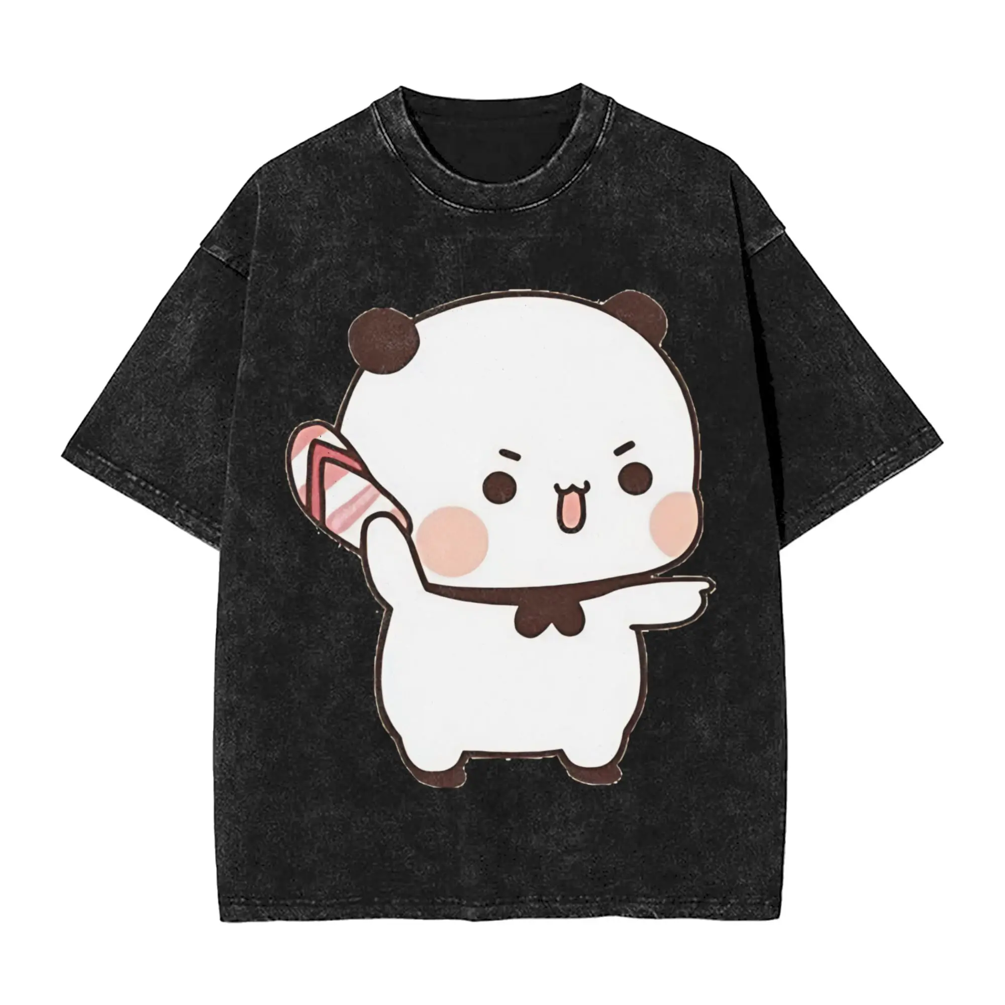 Cute Bubu Is Throwing Flip-Flops At Dudu Since He Teases Bubu T Shirts Men' Pure Cotton  T-Shirt Round Neck  Tee Shirt Plus Size