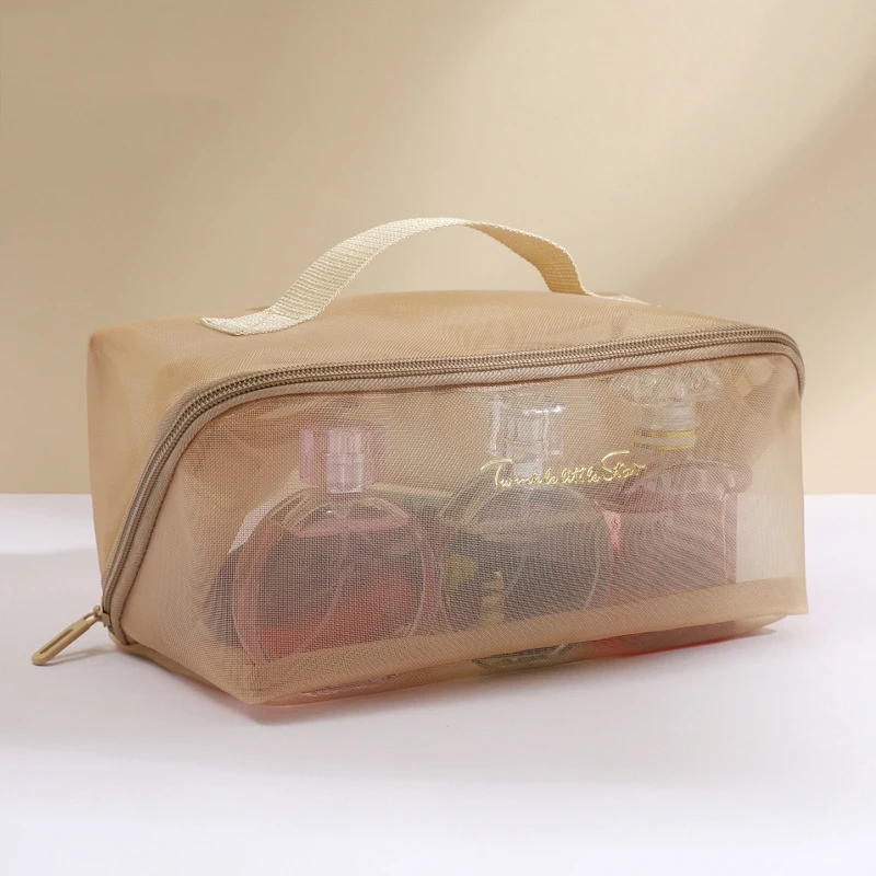 Großhandel Transparent Mesh Kissen Make-Up Lagerung Tasche Reise Make-Up Kulturbeutel Kulturbeutel Tote Kosmetik Organizer Zipper Taschen – Detail 6