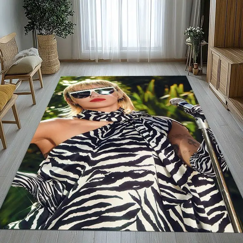 POP Star Miley Cyrus Wrecking Ball Flowers Soft Non-Slip Large Area Rug for Living Room,Bedroom Carpet Mat for Sofa,Home Decor