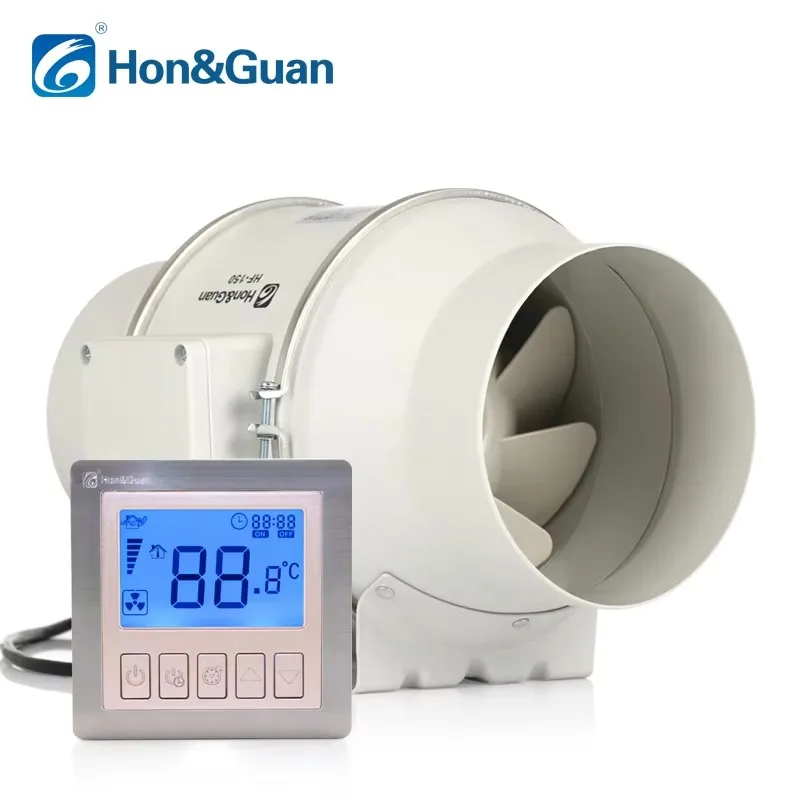 Factory Big air Flow 6 Inch 220~240V Custom Made Inline Duct Fan Booster Ventilation Fans with Control Panel Exhaust Fan