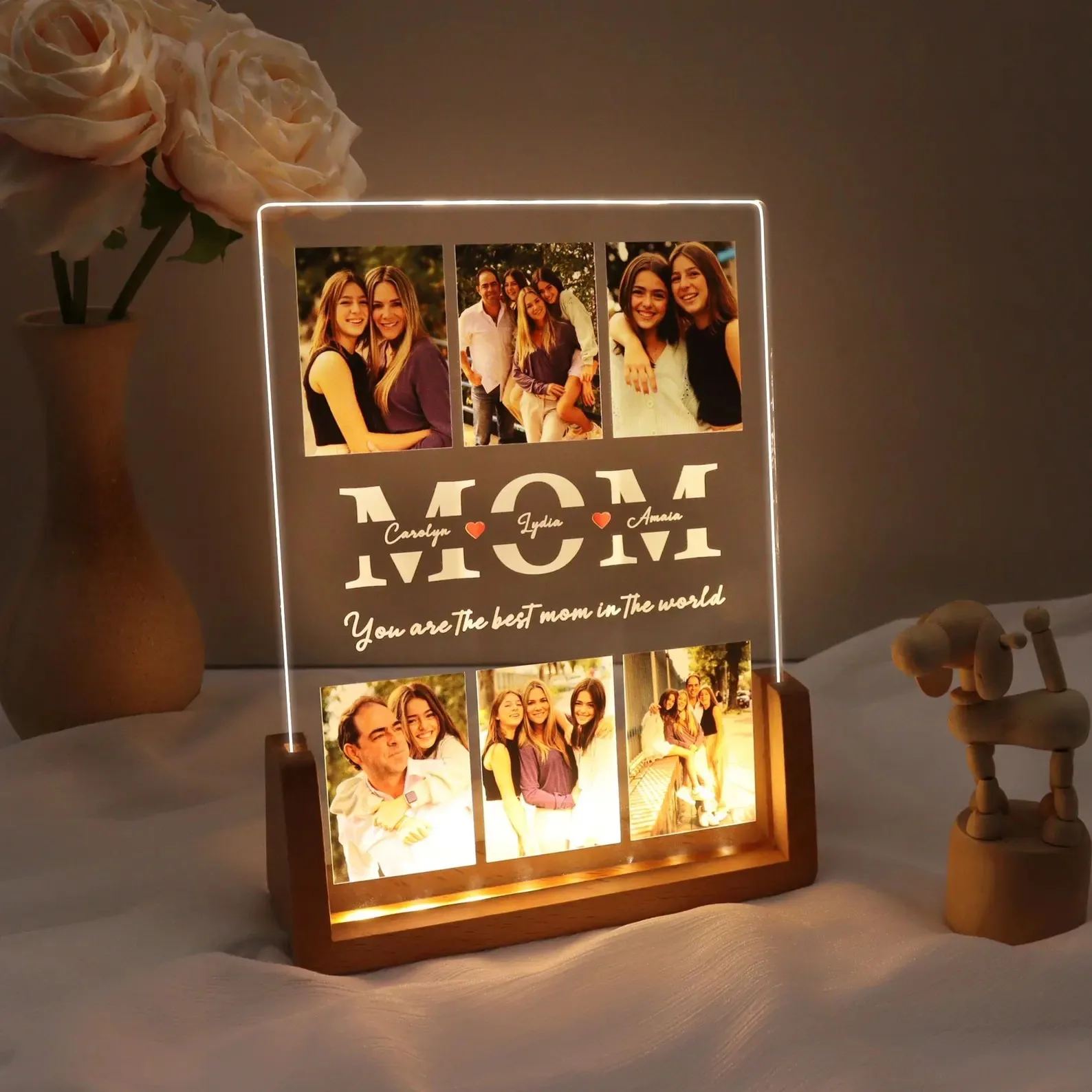 

Custom Acrylic LED Night Light Print Family Photos Warm Words Creative Home Ornament Unique Personalized Gift For Relatives