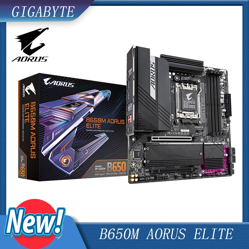 

GIGABYTE B650M AORUS Elite AX AM5/ LGA 1718/ AMD B650/ Micro-ATX Motherboard