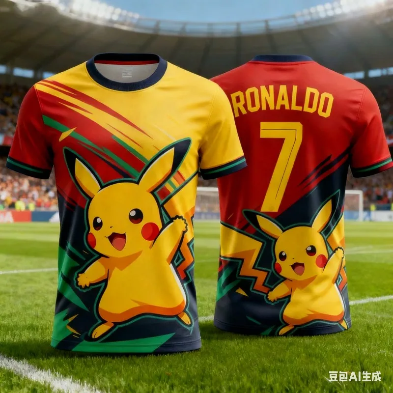 Traje de fútbol de Pikachu: traje de fan de Anime X de edición limitada, jugador de fans entusiasta de Pikachu, impresión 3D de secado rápido