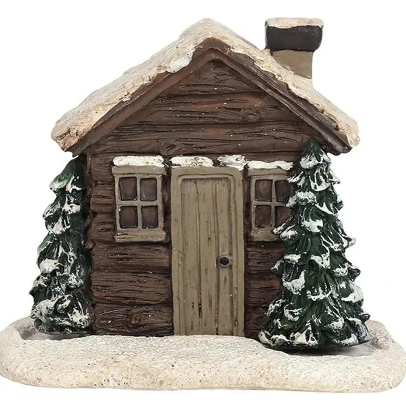 *uu. Christmas Creative Wooden House Resin Crafts Small House Holiday Home Party Decoration Ornament
