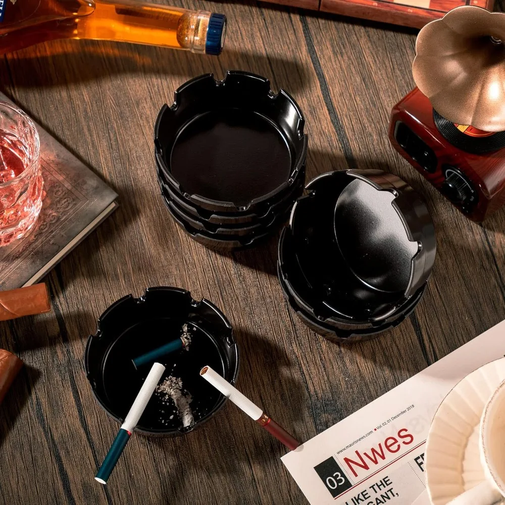 24-حزمة من منافض السجائر المستديرة مقاس 4 بوصات - صواني رماد داخلية/خارجية للفناء والمطاعم والمطبخ وديكور المنزل #3