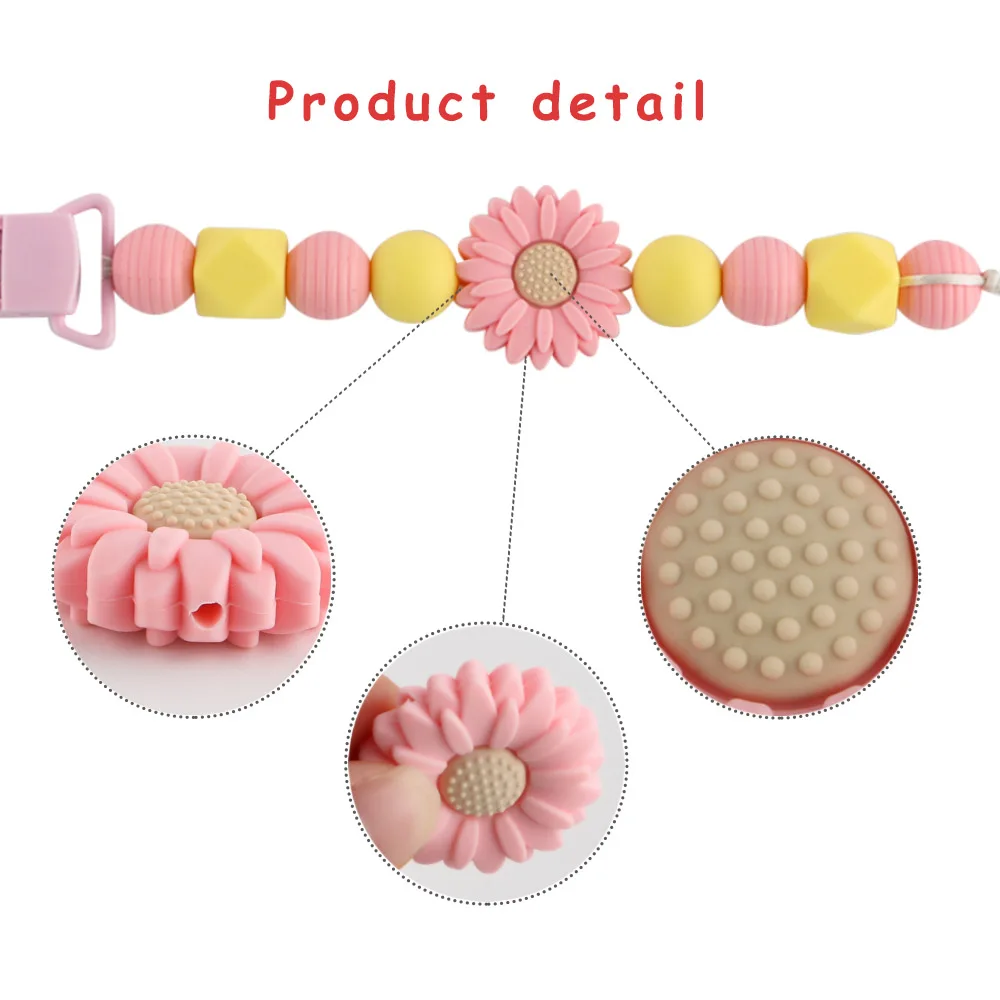 2/3/10Pcs Flower Silicone Beads Daisy Pacifier Clip Food Grade Silicone DIY Baby Pacifier Chain For Jewelry Making Focal Beads