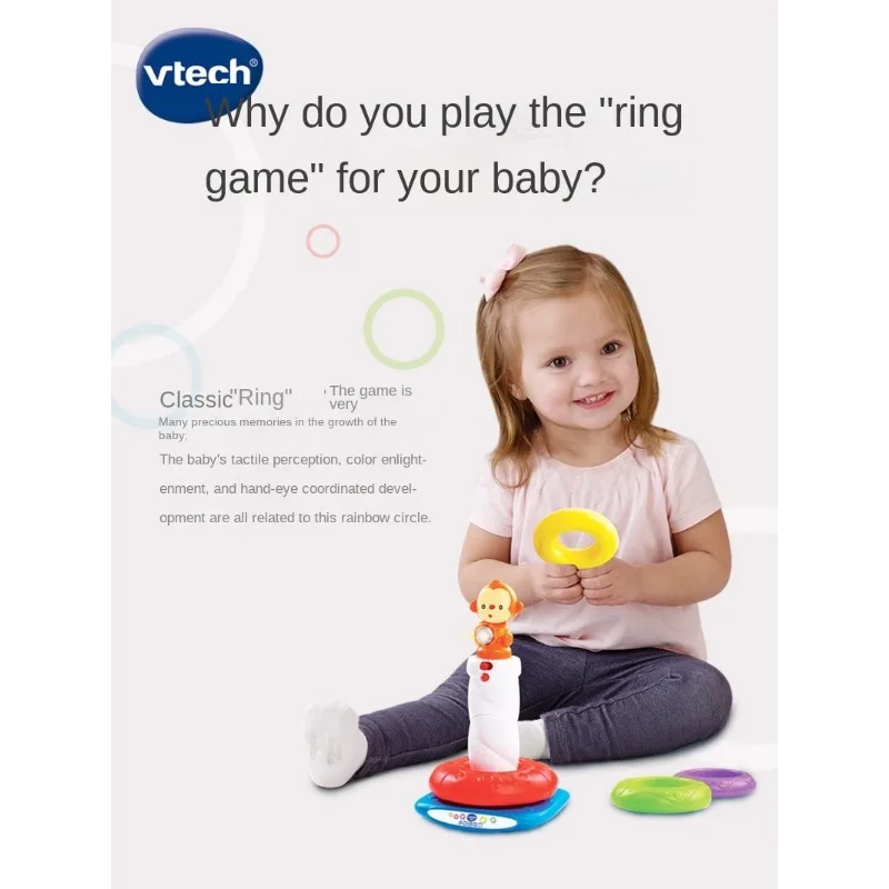 

VTech Monkey Rainbow Circle Baby Stacking Music Baby Set of Circles Children Set Tower Children's Early Educational Toys