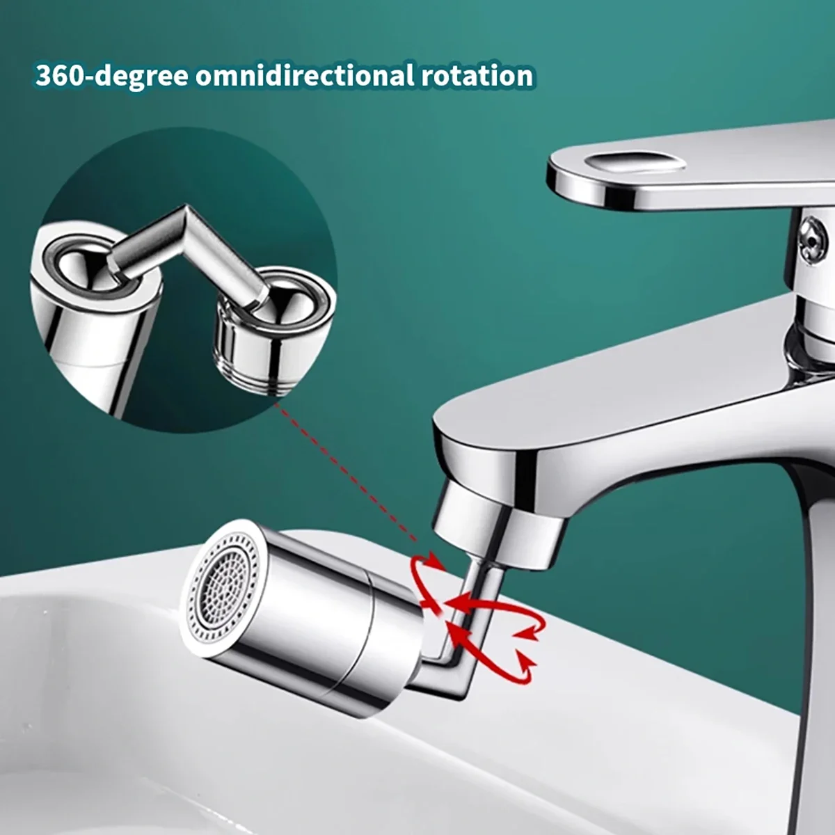 

360 ° Универсальный кухонный смеситель с защитой от брызг, аэратор, кран для ванной комнаты, вращающийся кран-распылитель, экономия воды, насадка-удлинитель, адаптер