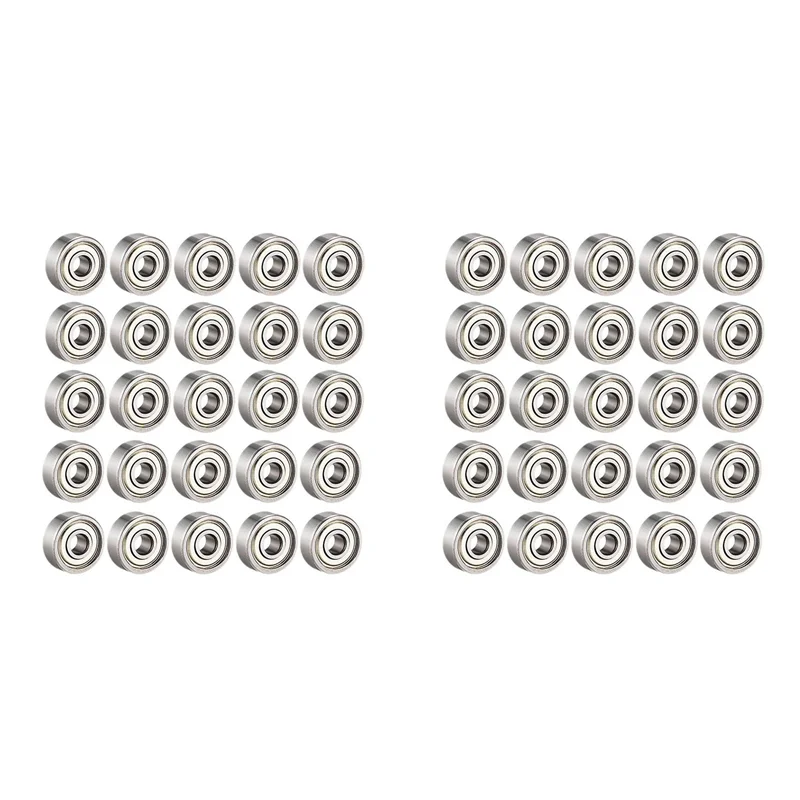 A008 50Pcs 608 ZZ Ball Bearings, 608Zz Metal Double Shielded Miniature Deep Groove Skateboard Ball Bearings(8Mm X 22Mm X 7Mm)