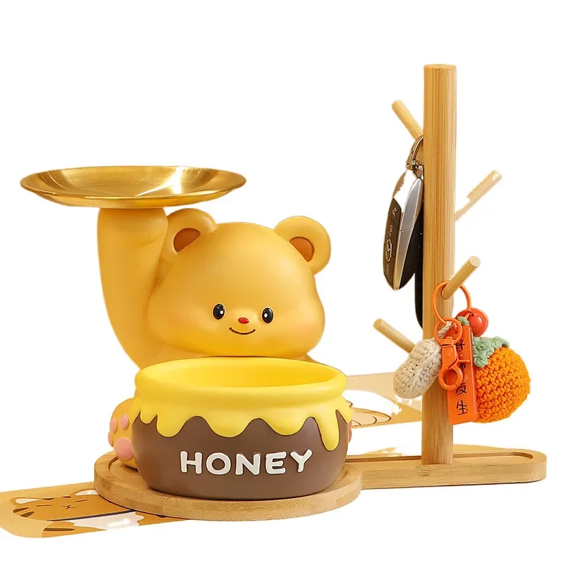 

Cute bear entry door key storage porch ornament, living room home shoe cabinet new house gift decoration