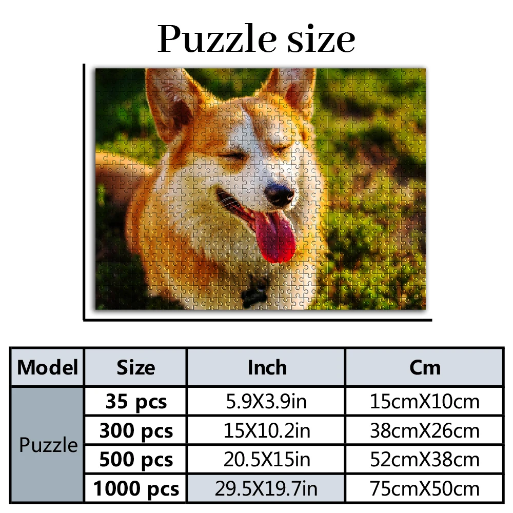 35/300/500/1000pcs Personalized Custom Photo Puzzle Customize Outdoor puppy Wooden/cardboard for Adults DIY Toys Decoration