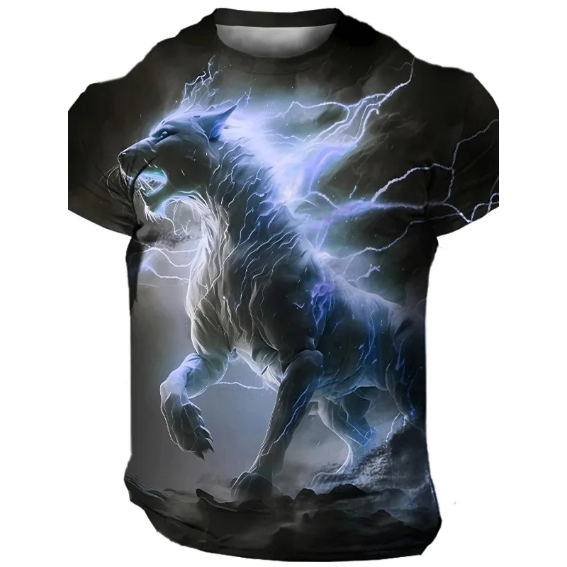 

3D-printed Summer Breathable, Quick-drying, Casual and Lightweight Men's Loose and Comfortable T-shirt with Color Horse Patterns