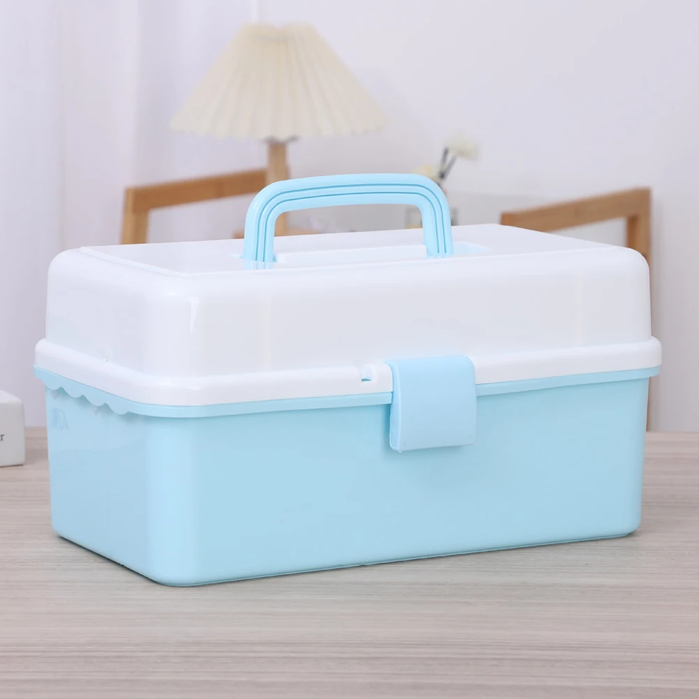 

Portable Pink White Storage Box 33x19.5x17cm 3 Layers Stationery ganizer Large Capacity Multi Purposes H held Case