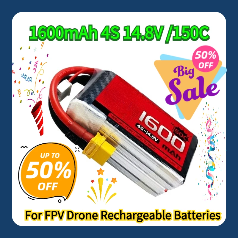 

For FPV Drone Rechargeable Batteries 1600mAh 4S 14.8V /150C