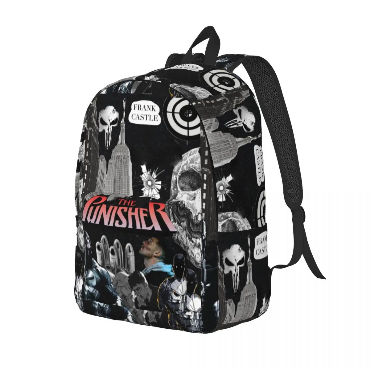 Custom The Punisher Aesthetic Travel Canvas Backpack Men Women School Computer Bookbag College Student Daypack Bags