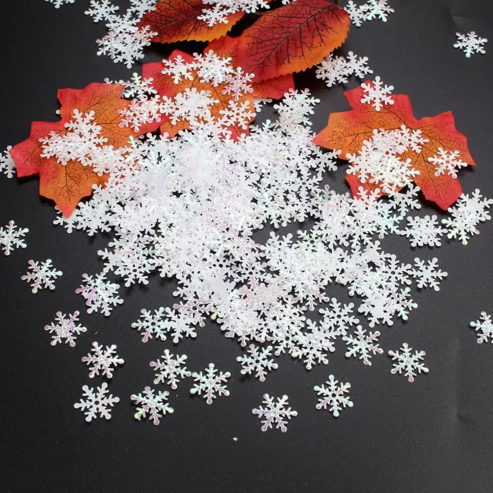 Copos de nieve navideños multicolores, confeti con purpurina, 1,5 cm/2cm/3cm, copos de nieve artificiales, bricolaje, lentejuelas de copo de nieve para boda