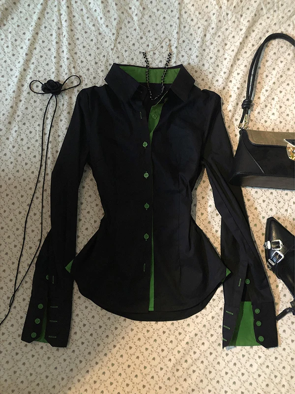 Boya Girl Original Bla Long Sve irt Mulheres Início da Primavera 2024 Nova Cor Colion Design Pequeno ence Top