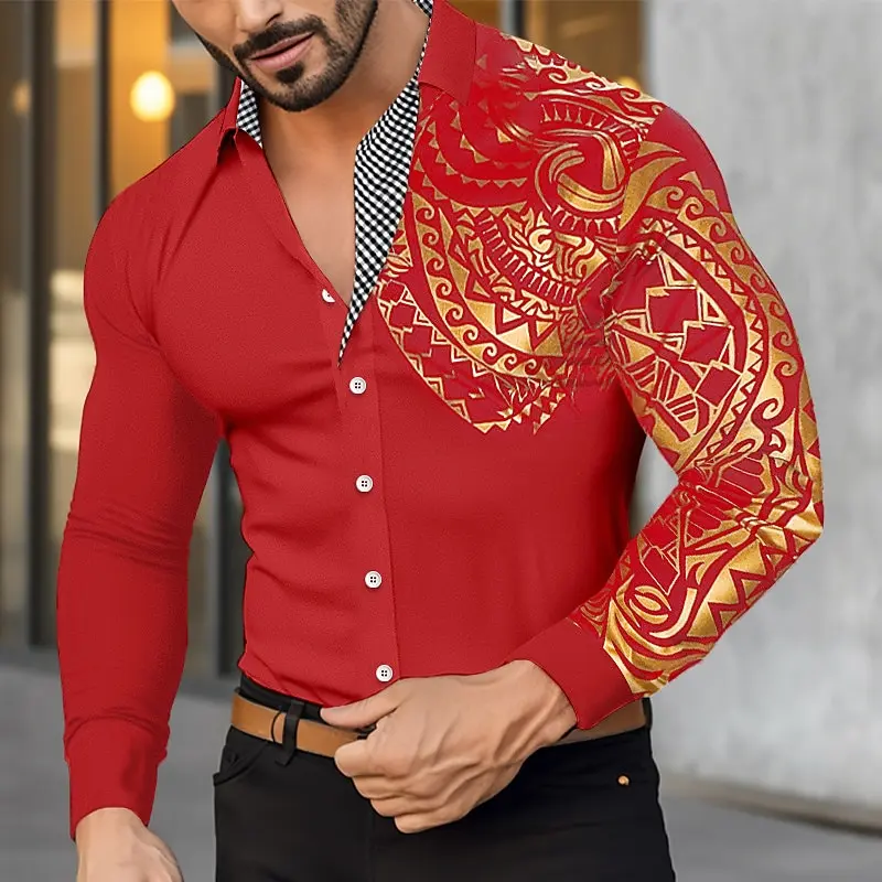 Men's Shirt Buttoned Hawaiian Shirt Long Sleeve Shirt Lapel Men's Clothing Soft Comfortable Shirt Fashion Button Design