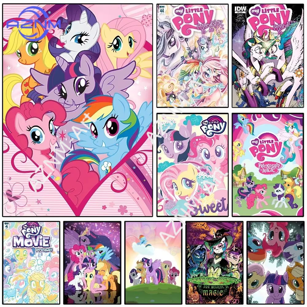 Cartoon M-My L-Little Pony Poster HD Sticky Wall Waterproof Home Living Room Bedroom Dorm Bar Aesthetic Decoration