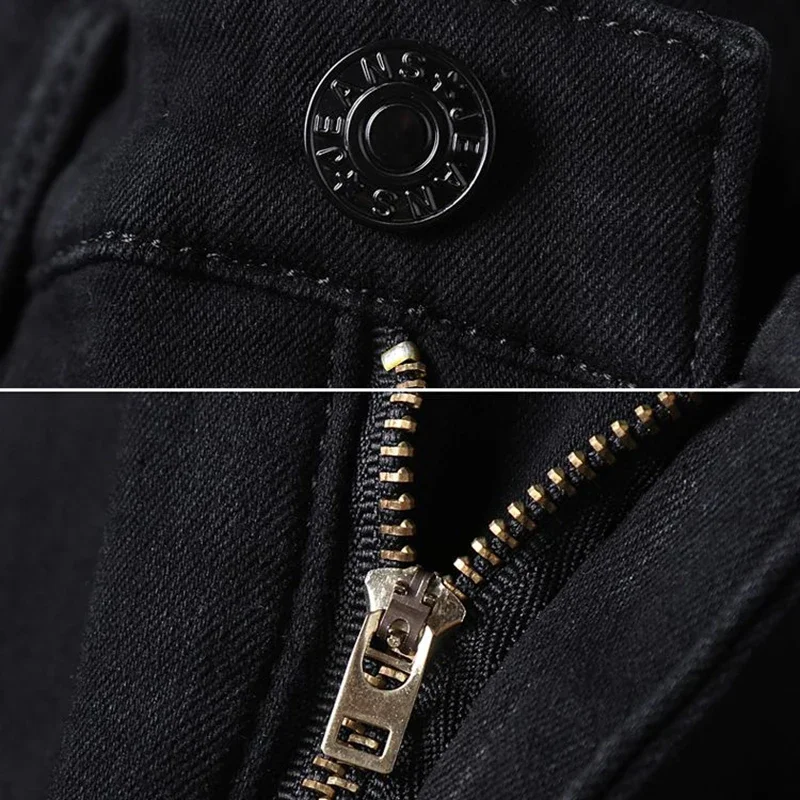 الرجال صوف مبطن مستقيم الجينز الذكور شتاء دافئ الدنيم السراويل مرونة مريحة عارضة فضفاض سميكة السراويل #5