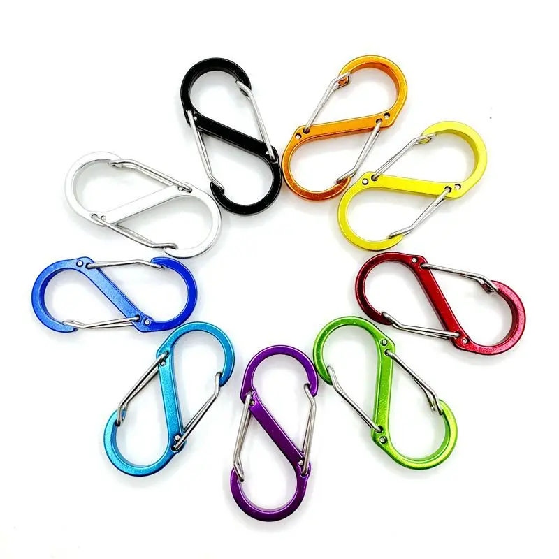 Paquete de 6/12 ganchos en forma de S para bolsos, accesorios de gancho para bolsos con hebilla de doble cara de aleación de aluminio, gancho multifuncional para mochila para exteriores, adecuado para acampar al aire libre, senderismo, montañismo, botella de agua y colgador de llaves