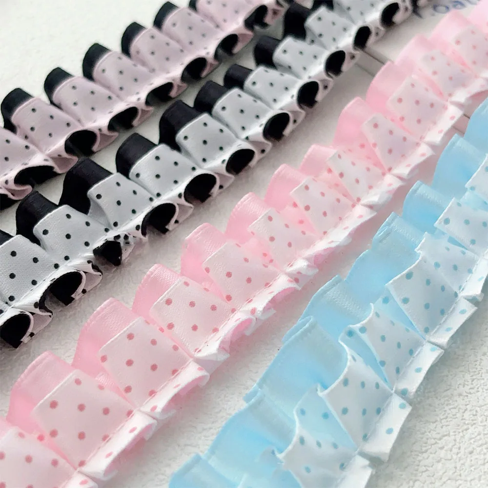 Geraffter Polka-Dot-Spitzenbesatz für Puppenkleidung, individuelle Haaraccessoires, Damenblusenverzierung, Socken, Tischdecke, Geldbörse – Detail 2