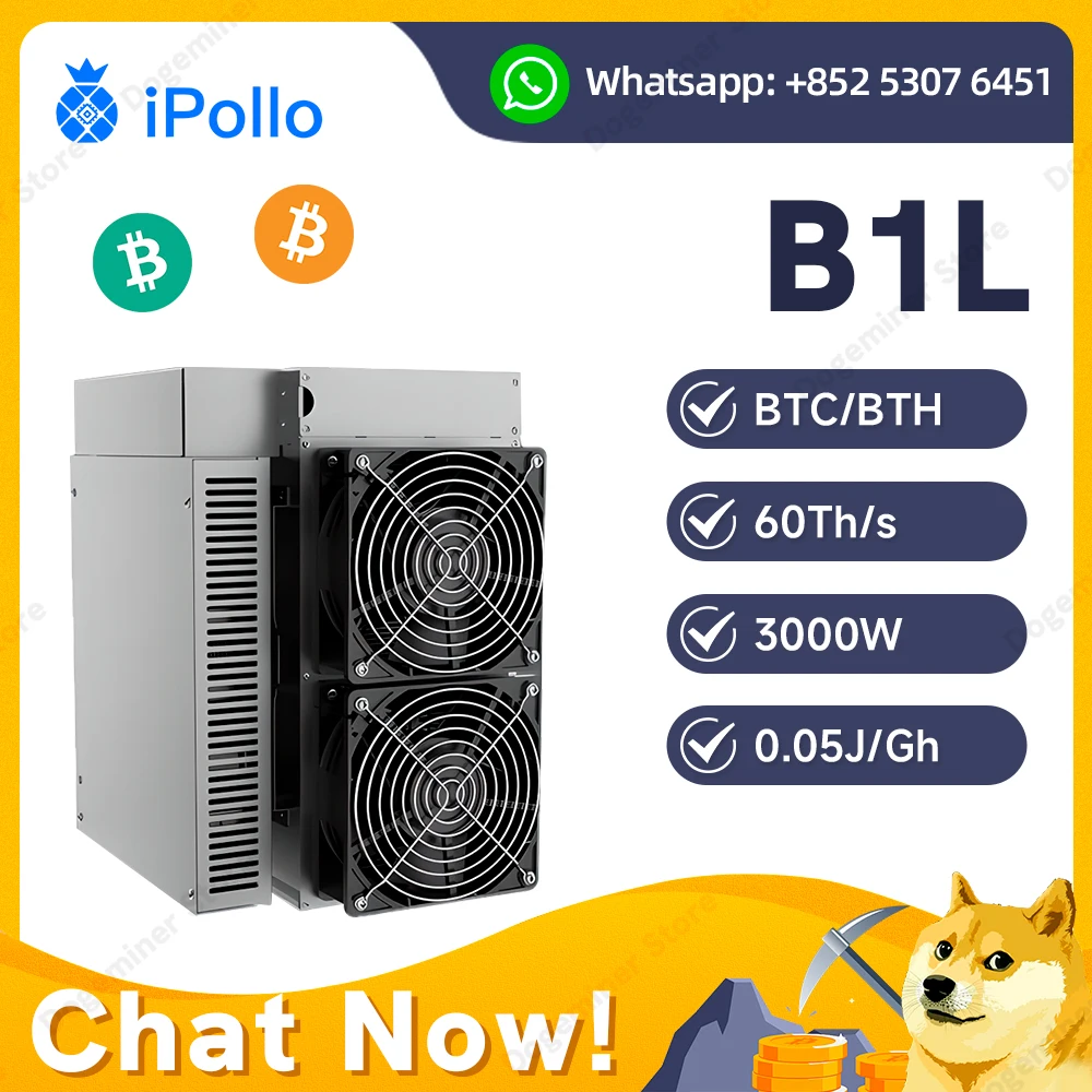 BTC Miner iPollo B1L 60T 3000W Bitcoin Miner Crypto Mining Machine BTC BCH ASIC Miner Better Than Antminer S9 T17 S19 95T 110T