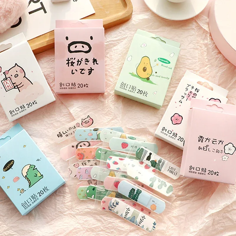 20 Pcs/box Cute Cartoon Bandaids Children Wound Adhesive Bandages First Aid Emergency Kit Kids Kawaii Patch Strips Safety Care