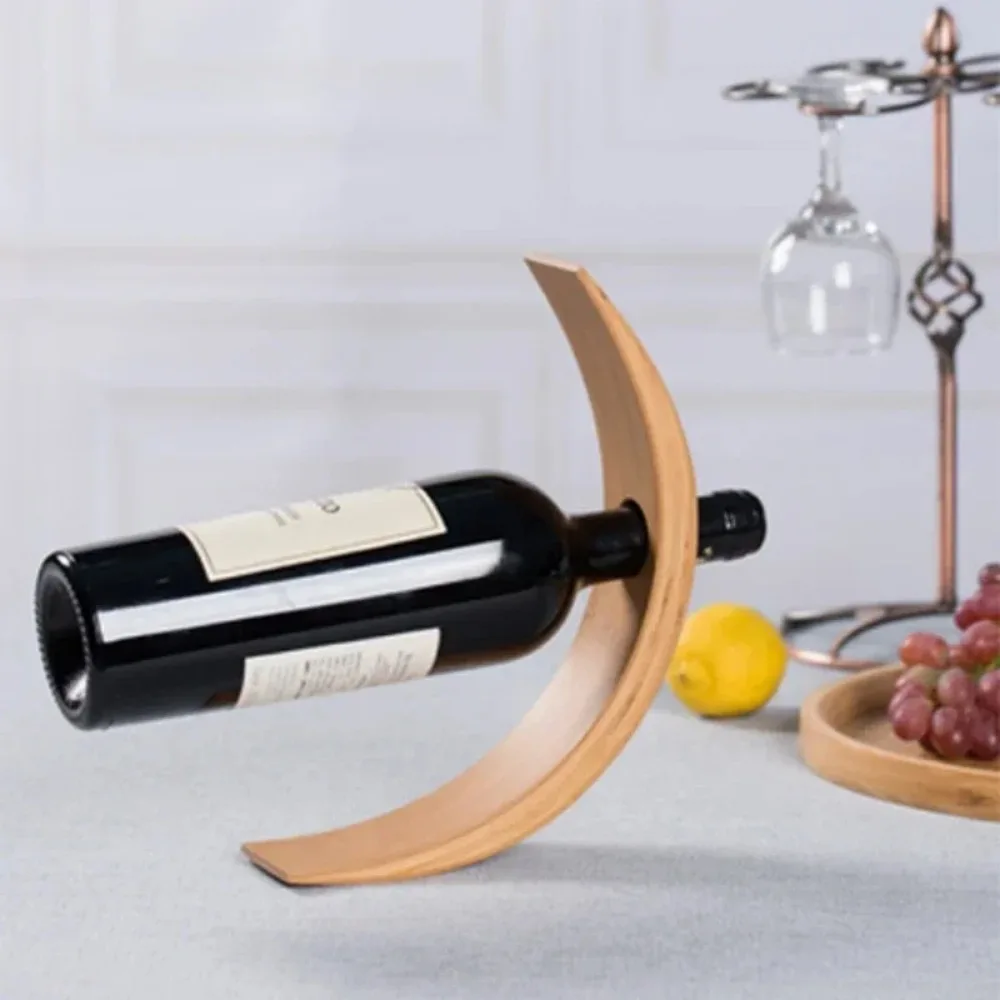 Wooden Balance Red Wine Rack Bamboo Wine Decoration Simple Village Club Display Stand Decoration Creative Wine Bottle Rack