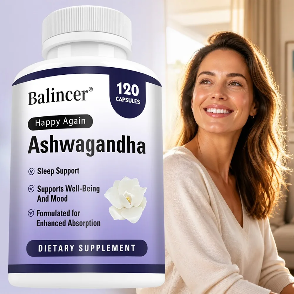 

Organic Ashwagandha Root Extract Capsule, Ashwagandha Supplement Help Stress, Focus, Brain, Energy Support Sleep Health