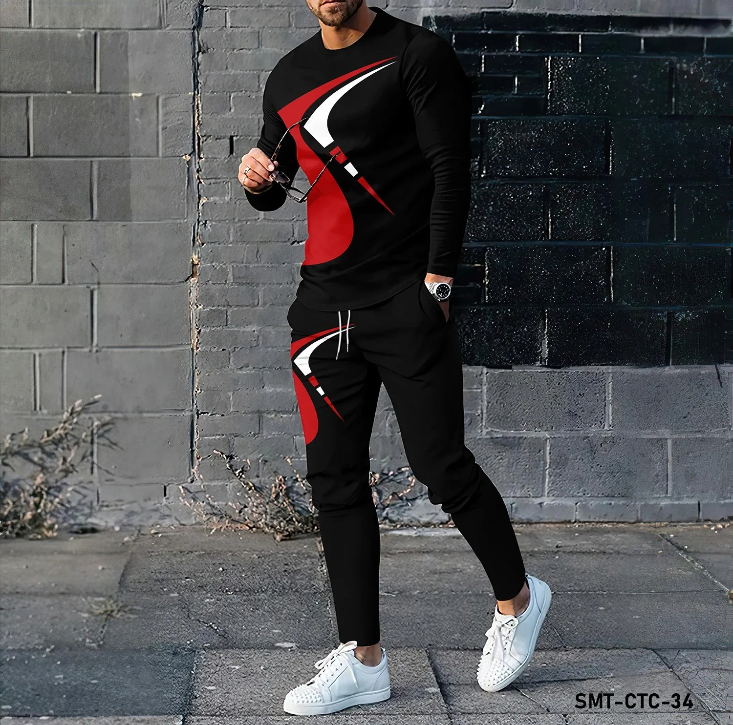 New 3D Printed Tracksuits Men's Long Sleeve T-shirt Set Long Pants Suit Fashion Sports Men Clothing Sweatshirt Two Piece Set