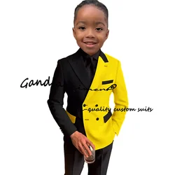 Color Block Boys Suit 2 Piece Double Breasted Blazer Wedding Kids Tuxedo Formal Party Dress Children Suits