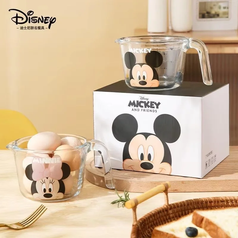 Disney Mickey Measuring Cup Kitchen Glass Measuring Jug Measuring Tools Cartoon Cake Breakfast Bakeware Water Cup With Kid Gifts