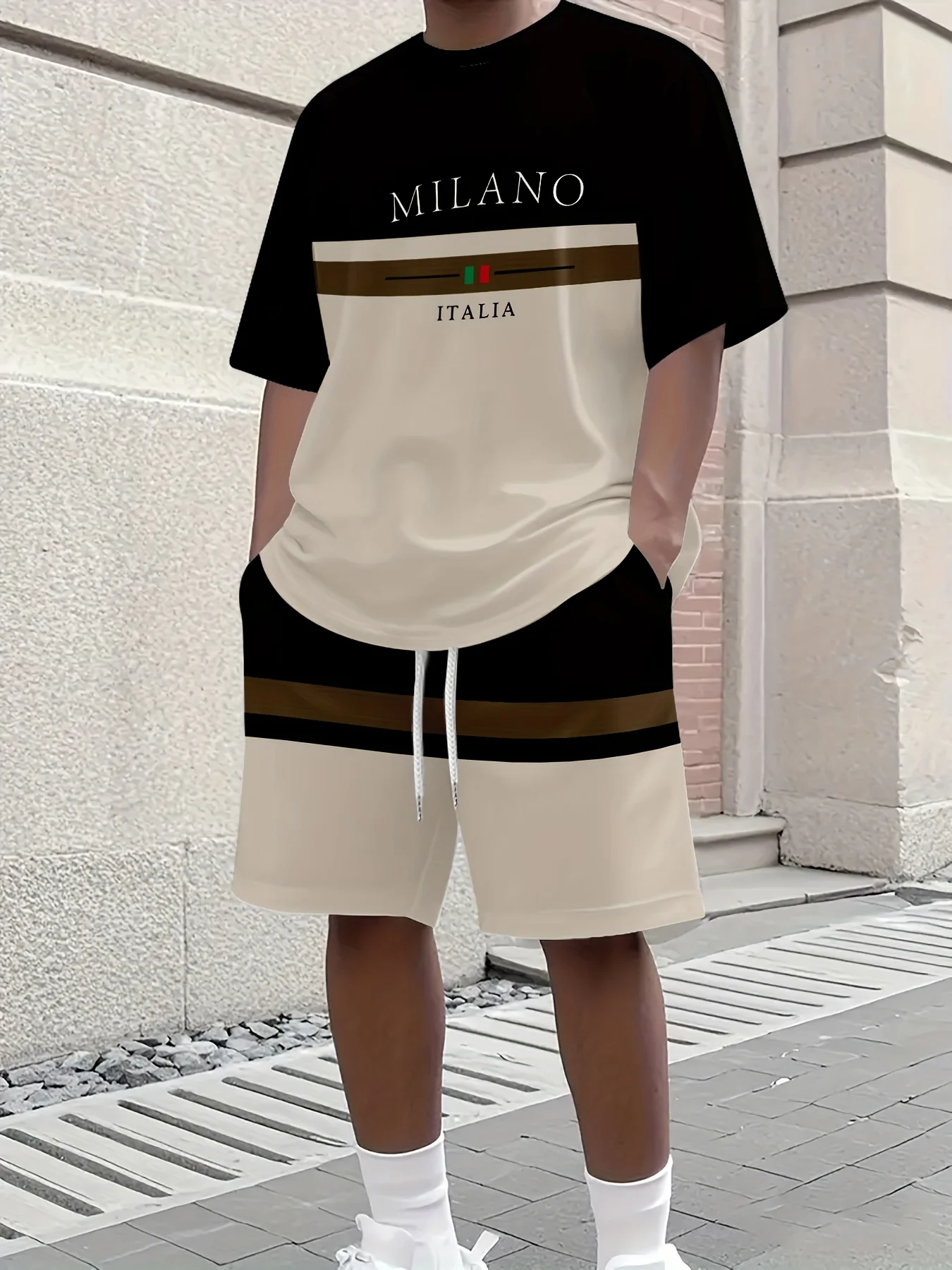 

2025 Men's Summer Casual Party Clothing Hip-hop Street Style 3D Pattern Short Sleeved T-shirt and Shorts Set