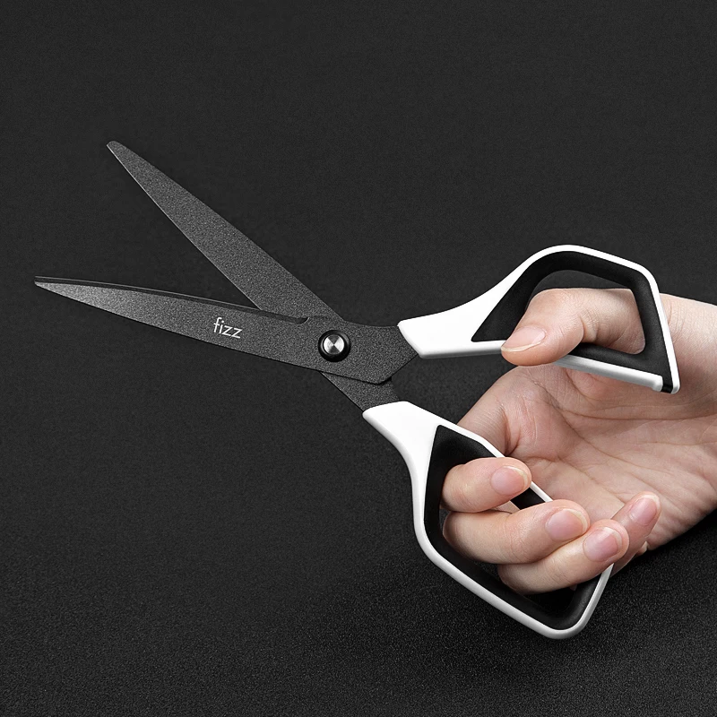 Fizz الفلور المغلفة مقص واحد مقبض مكتب قوس مقص مقياس مكافحة الصدأ مكافحة الحشف مقص Busines السلامة للمدرسة