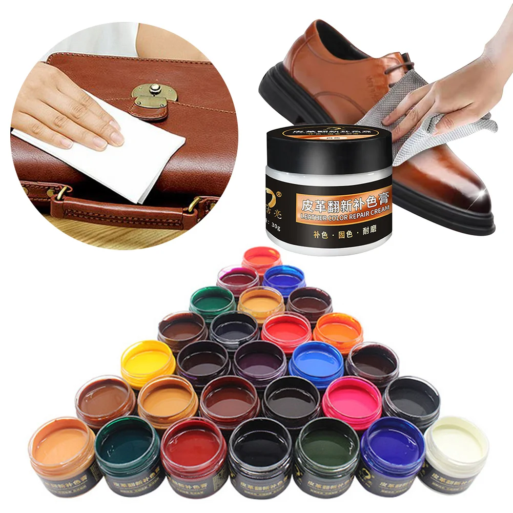 30ml Leather Paint Shoe Cream Coloring for Bag Sofa Car Seat Scratch Colorful Leather Dye Repair Restoration Color Change Paint