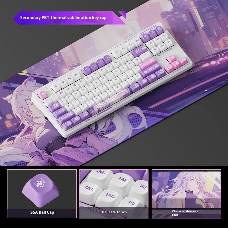 K87 PRO niestandardowa bezprzewodowa klawiatura mechaniczna Anime do gier Bluetooth 2.4G klawiatura przewodowa RGB Hotswap Gamer klawiatura bezdotykowa