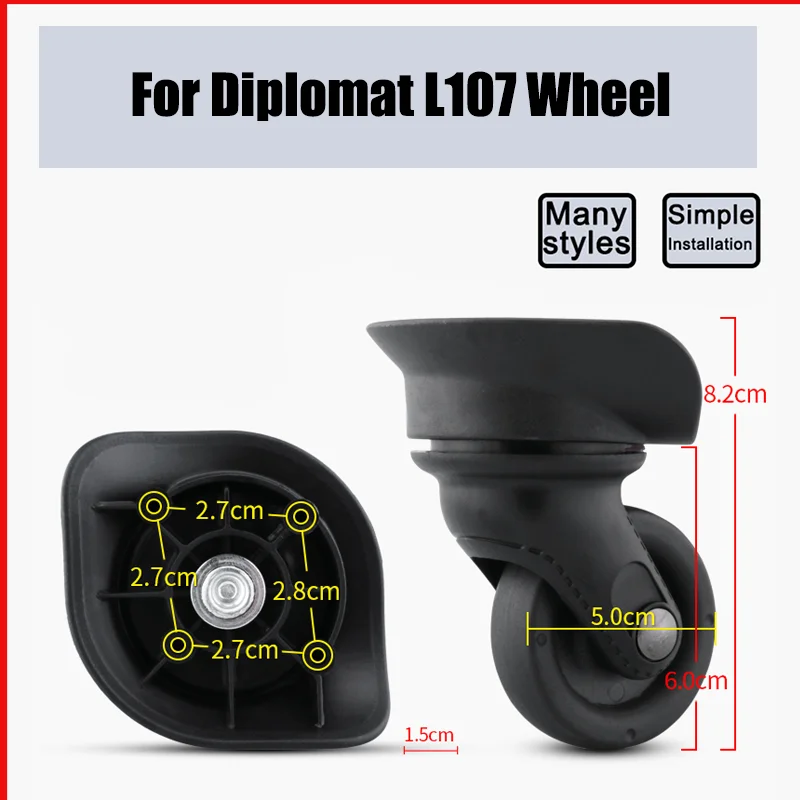 

For Diplomat L107 Universal Wheel Replacement Suitcase Smooth Silent Shock Absorbing Wheel Accessories Wheels Casters Repair