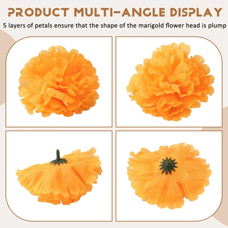 

3,9-дюймовые цветы календулы, искусственный день мертвых цветов, 50 шт., искусственные цветы календулы, голова для изготовления гирлянд nagiet-AT35