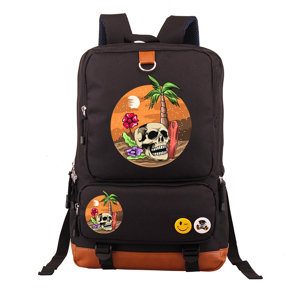 

Skull Head 2026 New Large Capacity Laptop Backpack Casual Business Travel Student Double Shoulder Bag for Middle School