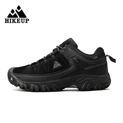 HIKEUP Zapatillas de senderismo para hombre cuero duradero suela goma