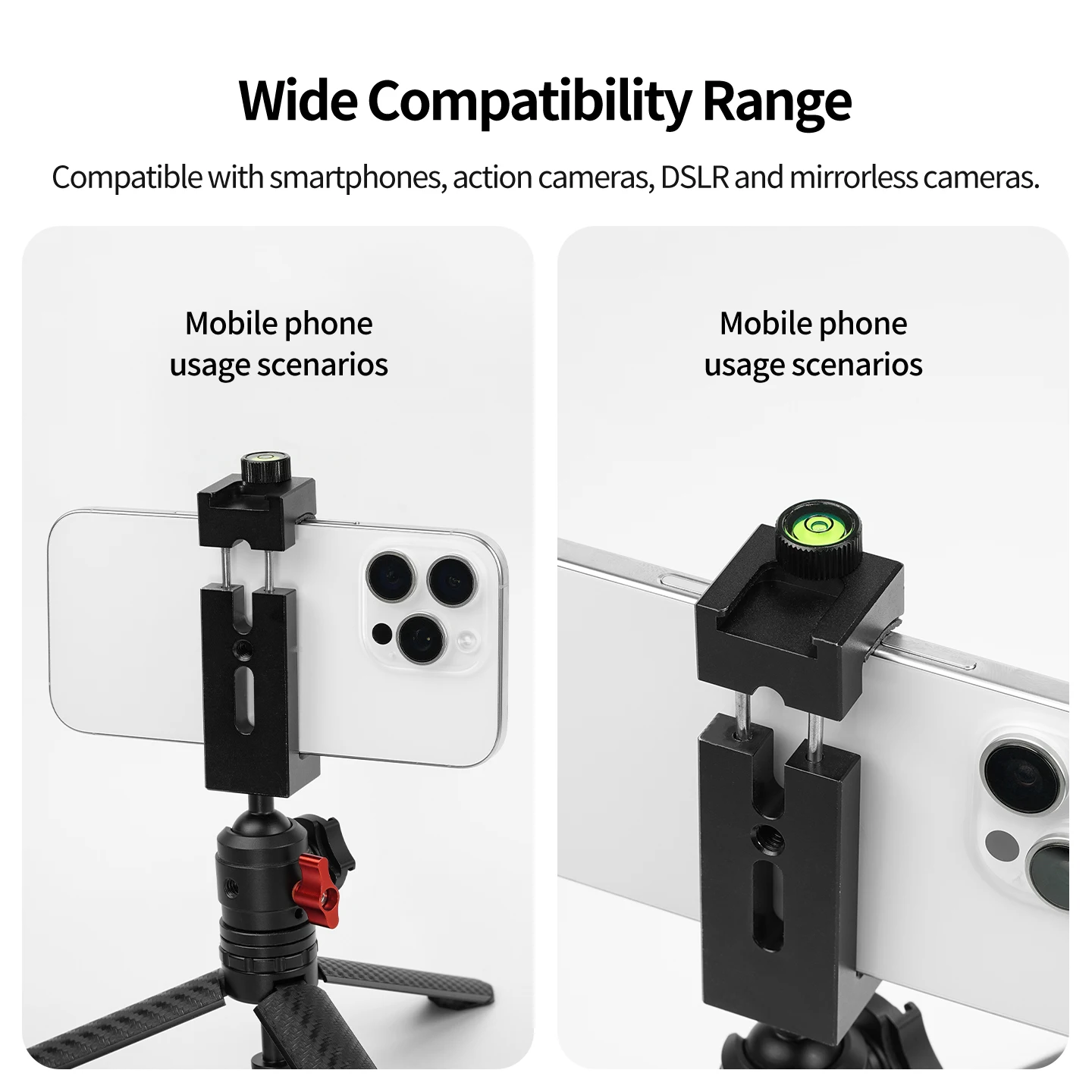 Bgning Wasserwaage mit 1/4-Zoll-Schraube aus Aluminiumlegierung, hochpräzise, für Sony, Canon, Panasonic DSLR-Kamera, Kamerakäfig, Stativ, Gimbal, Telefonclip – Detail 7