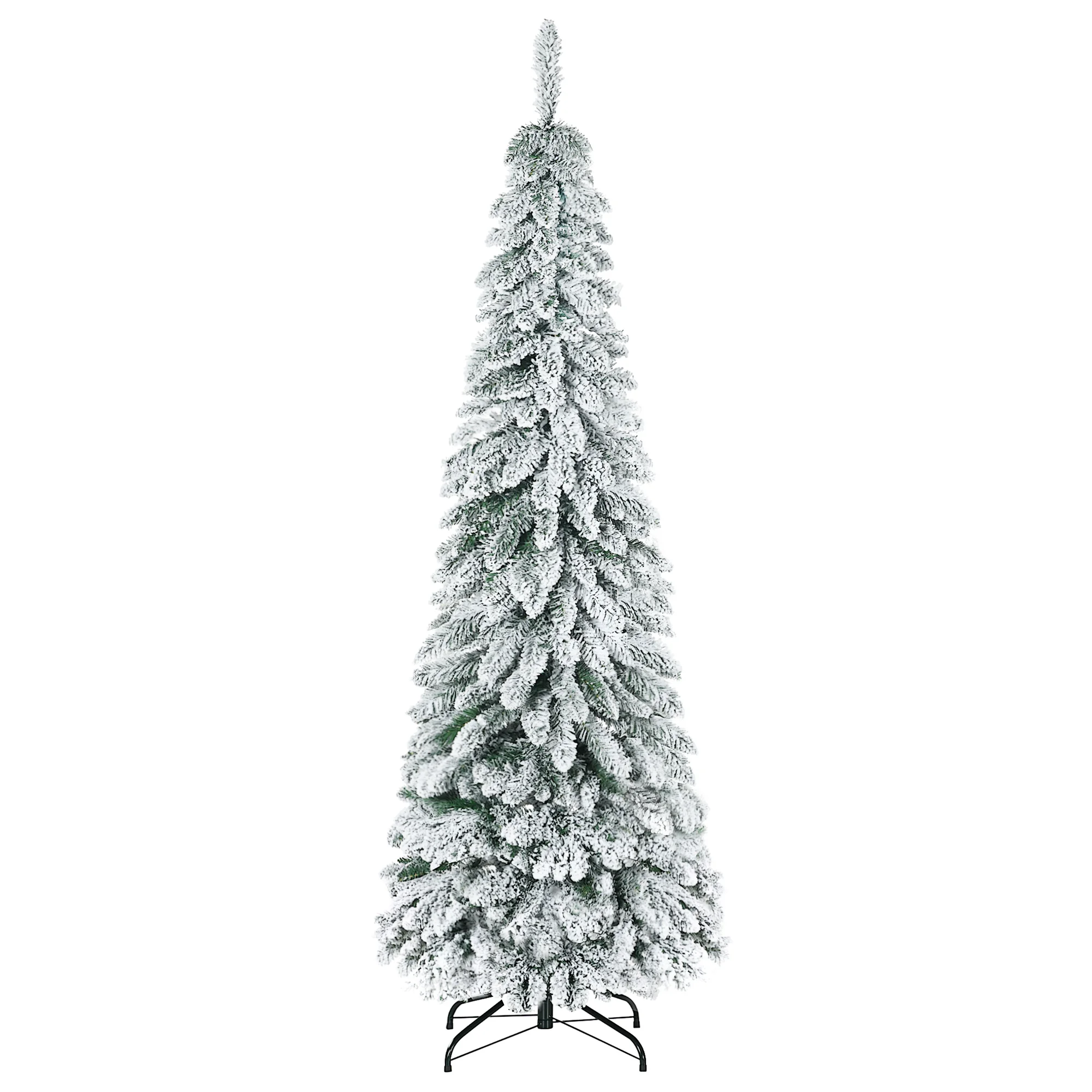 HOMCOM Artificial Christmas Tree 180 cm Snowy Christmas Tree with 523 Branches Folding Steel Bracket Home Decor Party Green