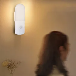 LED Night Light PIR Motion Sensor Light Smart Lamp USB Charging Bedside Light For Bedroom Bathroom Corridor Closet Lighting