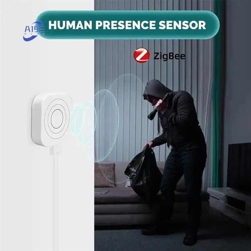 

A19E-Zigbee Датчик присутствия человека Датчик движения 24G миллиметровой волны работает с Tuya Alexa