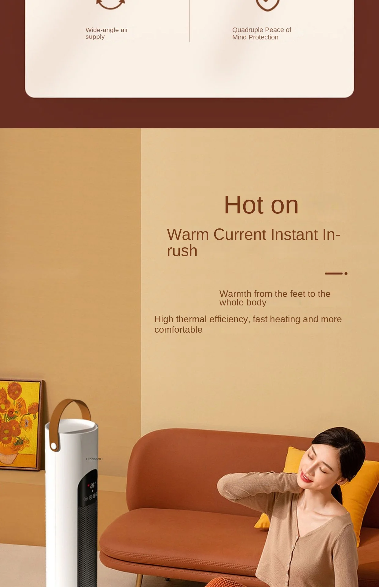 Rongsheng 그래핀 히터 핫 선풍기, 가정용 수직, 사무실, 기숙사, 에너지 절약, 음소거, 절전