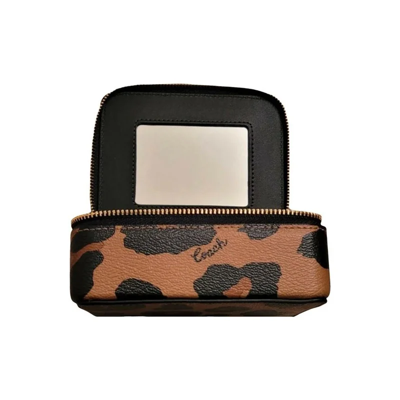 COACH Canvas Patchwork With Smooth Leather Storage Bag Makeup Case Mini Women's Black & Brown C8081G-IMLQD view 4
