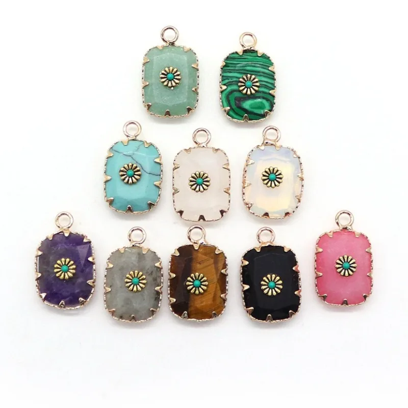 

10 шт., модный кулон из смеси натурального камня, наклеенные в виде ромашки, хрустальные подвески для браслета, серьги, разъем, аксессуары, оптовая продажа
