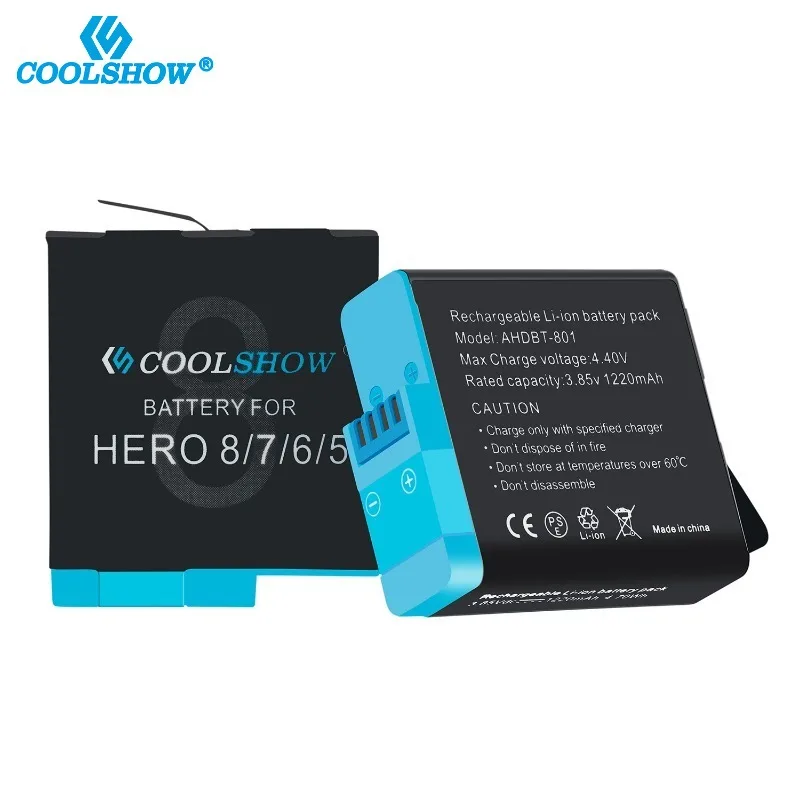 Battery for Gopro Hero 8 Black 1220mah for Hero 5 Hero 6 Hero 7 Batteries Charger Action Camera Accessories